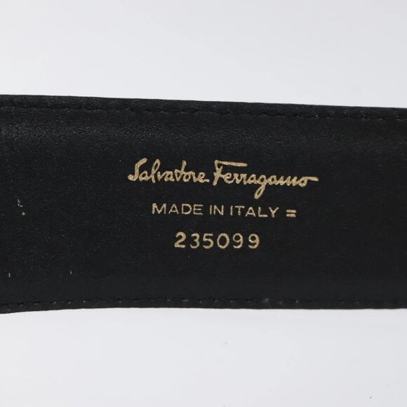 Salvatore Ferragamo Gancini Belt Leather 34.6"" Navy Auth 119422 - Picture 9 of 13